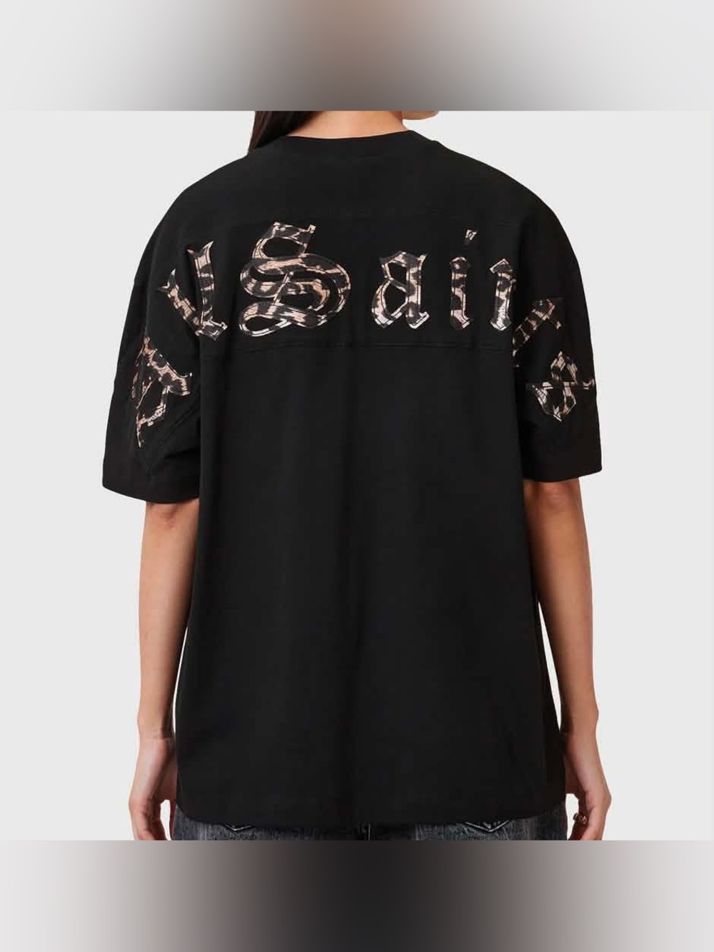Allsaints Fuse Etta Black Leopard Logo Tee
